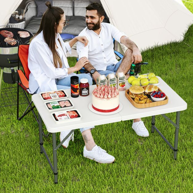 Folding Camping Table 122cm, Adjustable Height, HDPE Top