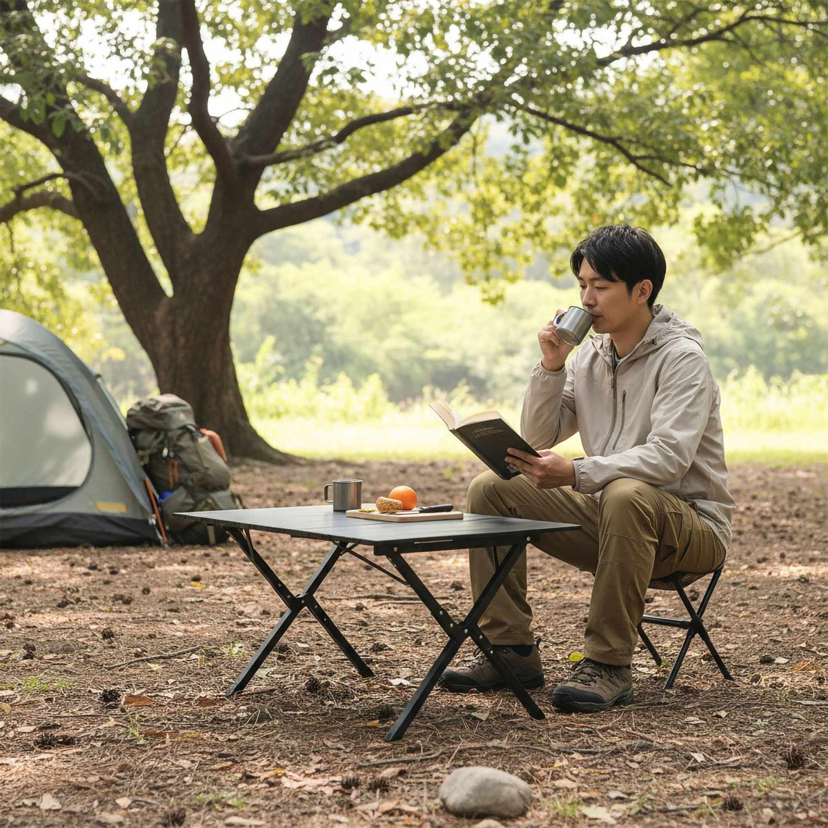 Folding Camping Table, Steel, Weatherproof