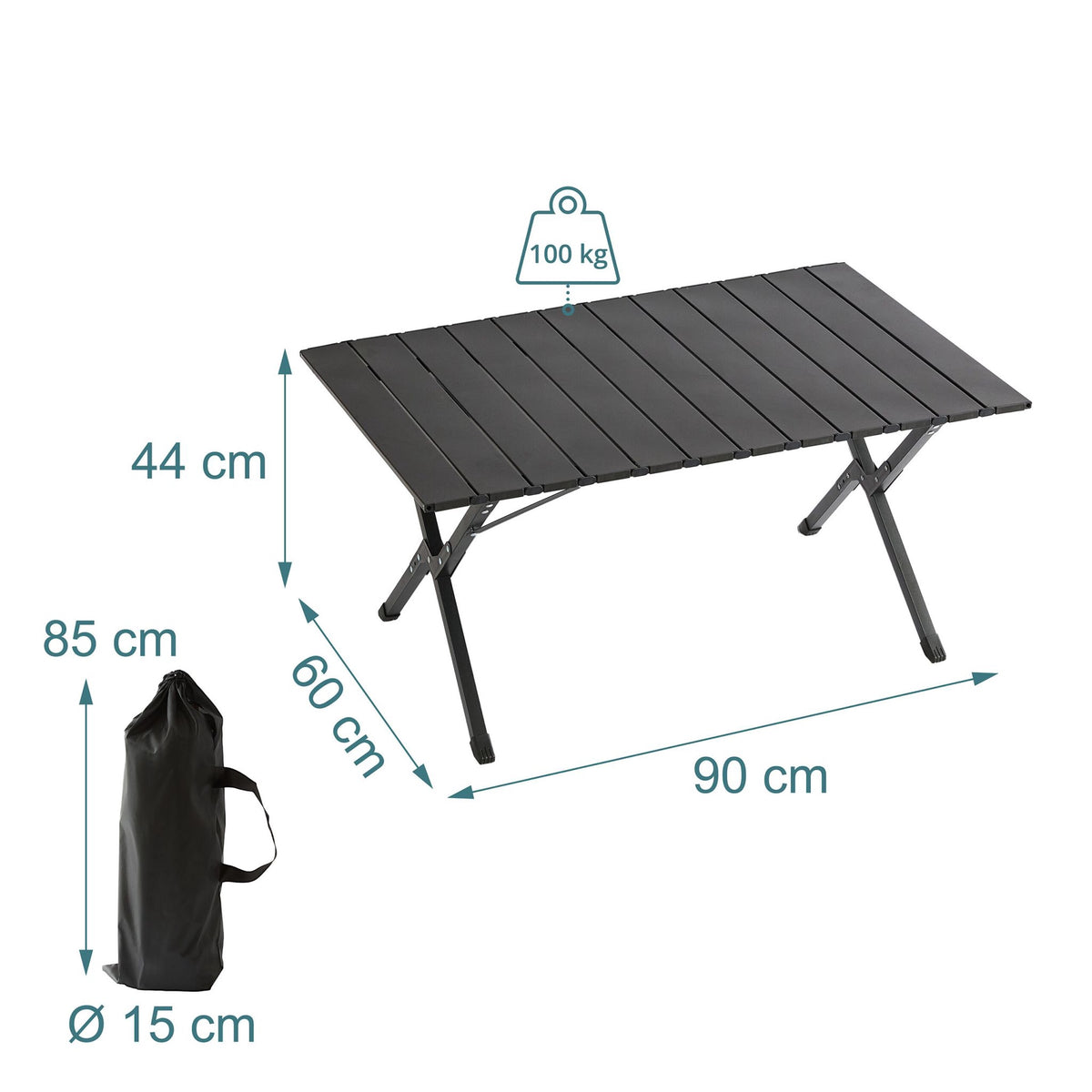 Folding Camping Table, Steel, Weatherproof