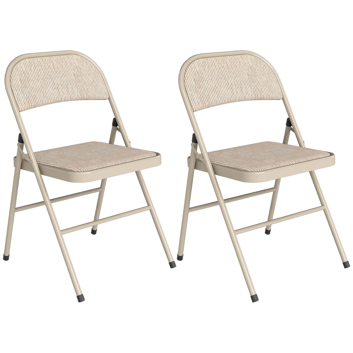 Folding Chairs 2-Pack, Metal Legs, Linen Look, Beige