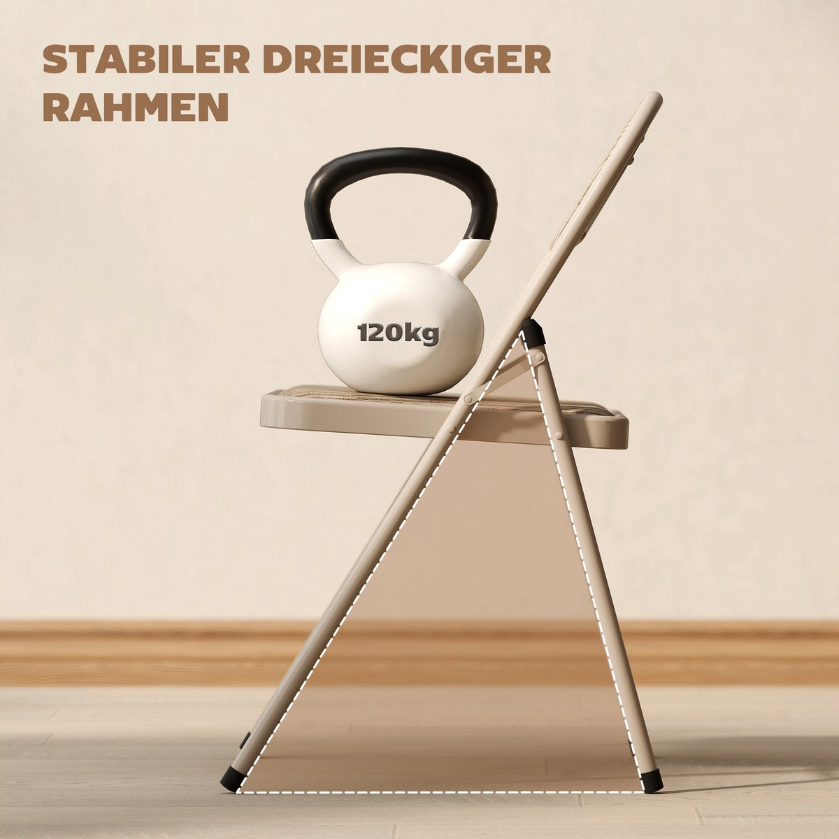 Folding Chairs 2-Pack, Metal Legs, Linen Look, Beige