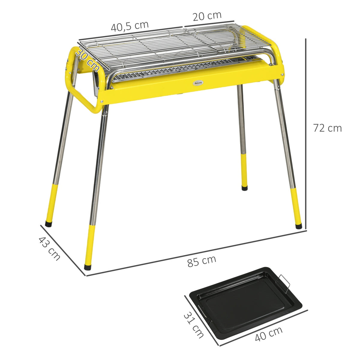 Folding Charcoal Grill, Bbq Grill With 2 Grill Grates, Grill Plate, Folding Legs, Removable Charcoal Tray, Stainless Steel