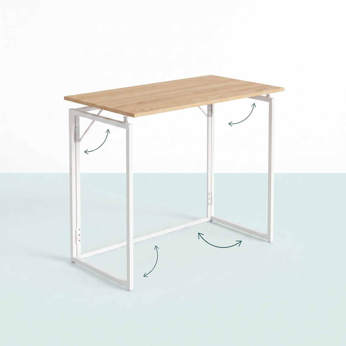 Folding Desk – Natural White, 100 x 50 cm, Wood & Steel
