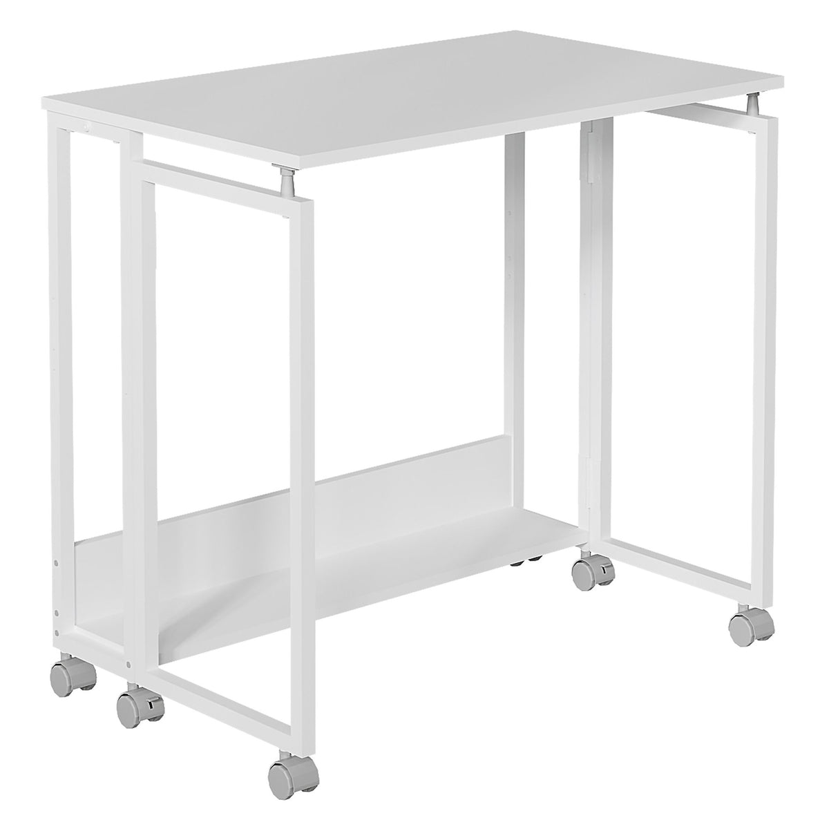Folding Desk with Wheels, White, 80 x 50 cm