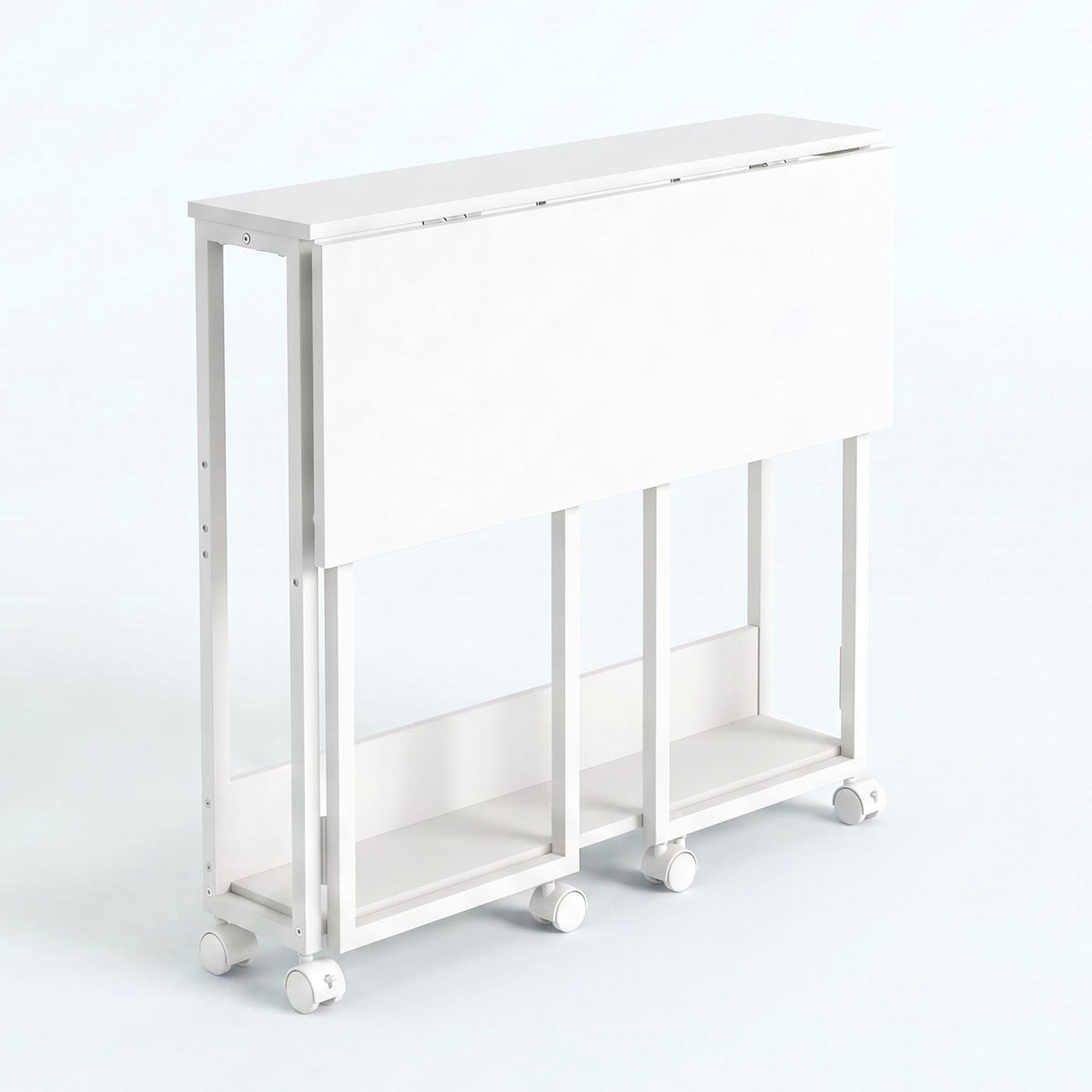 Folding Desk with Wheels, White, 80 x 50 cm