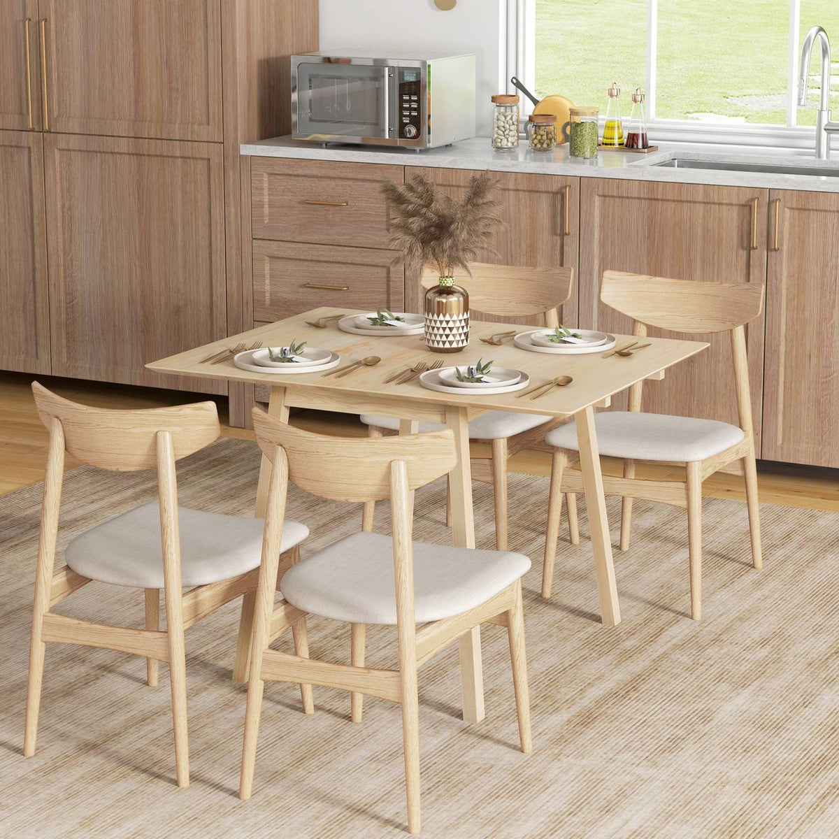 Folding Dining Table, Kitchen Table For 2-4 People, Folding Table, Dining Room Table Made Of Wood, For Small Rooms, 110 X 86 X 75 Cm, Natural