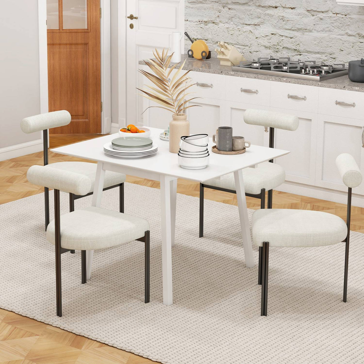 Folding Dining Table, Kitchen Table For 2-4 People, Folding Table, Dining Room Table Made Of Wood, For Small Rooms, 110 X 86 X 75 Cm, White