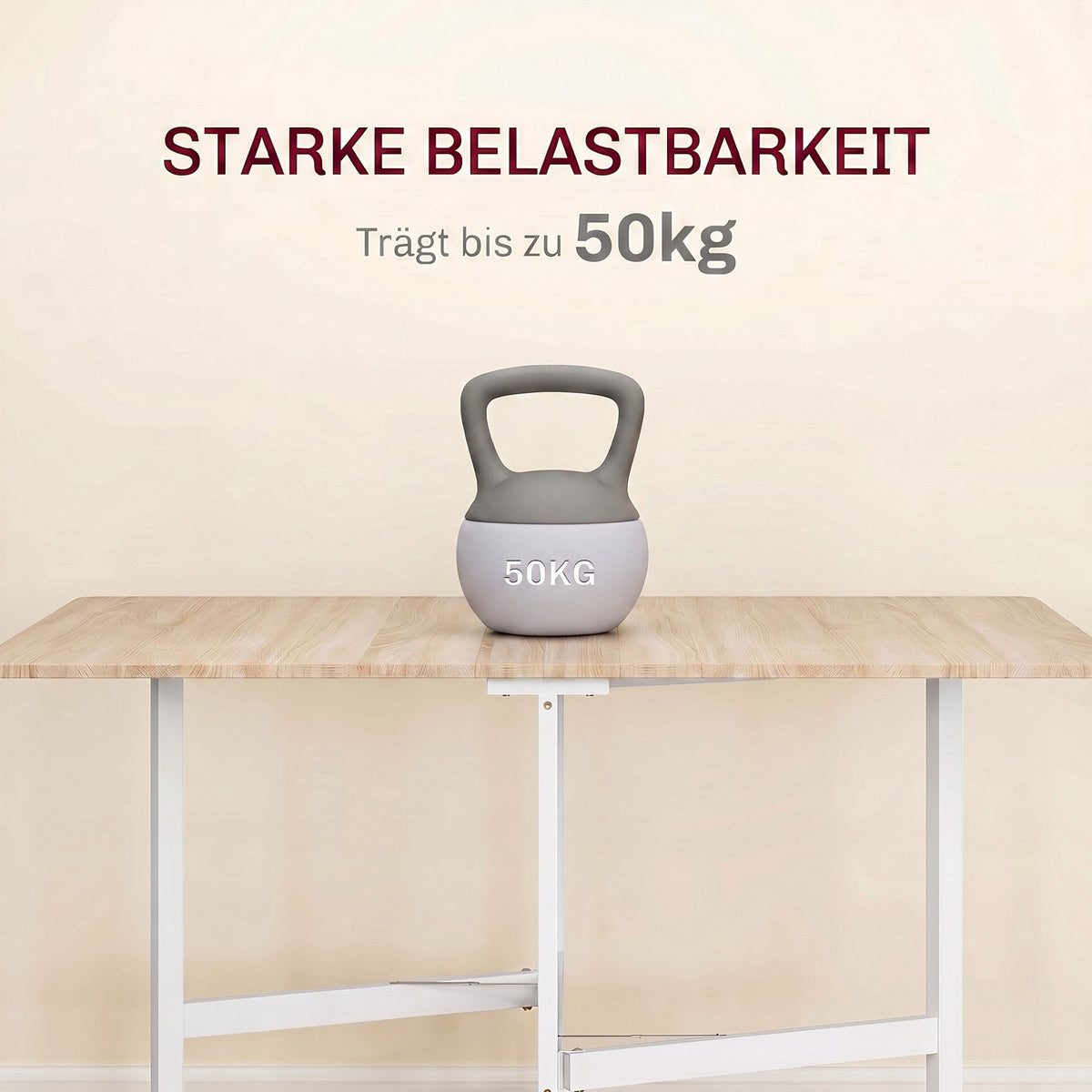Folding Dining Table for 6, Oak, 6 Locking Casters