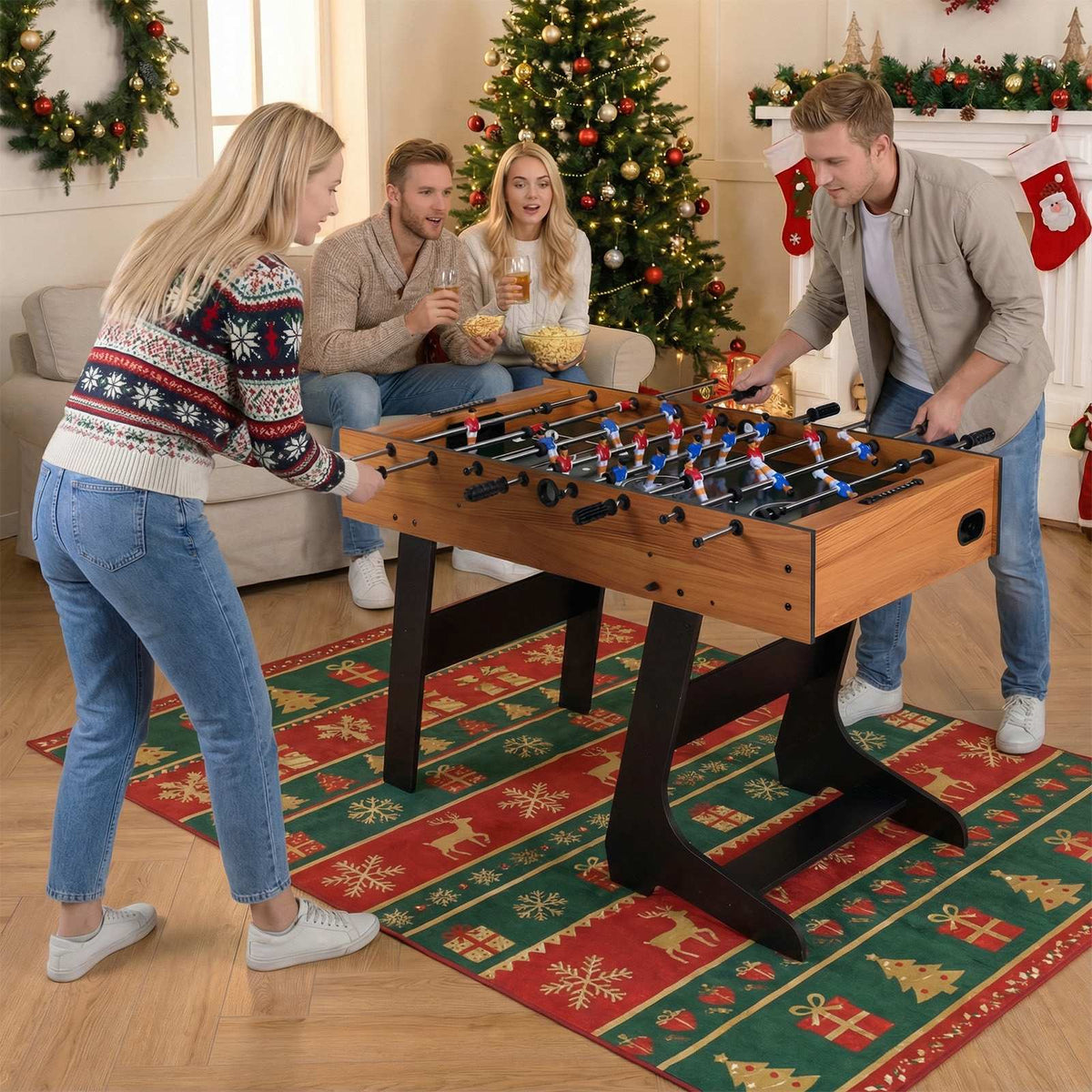 Folding Foosball Table With 22 Players, Slide Scorers