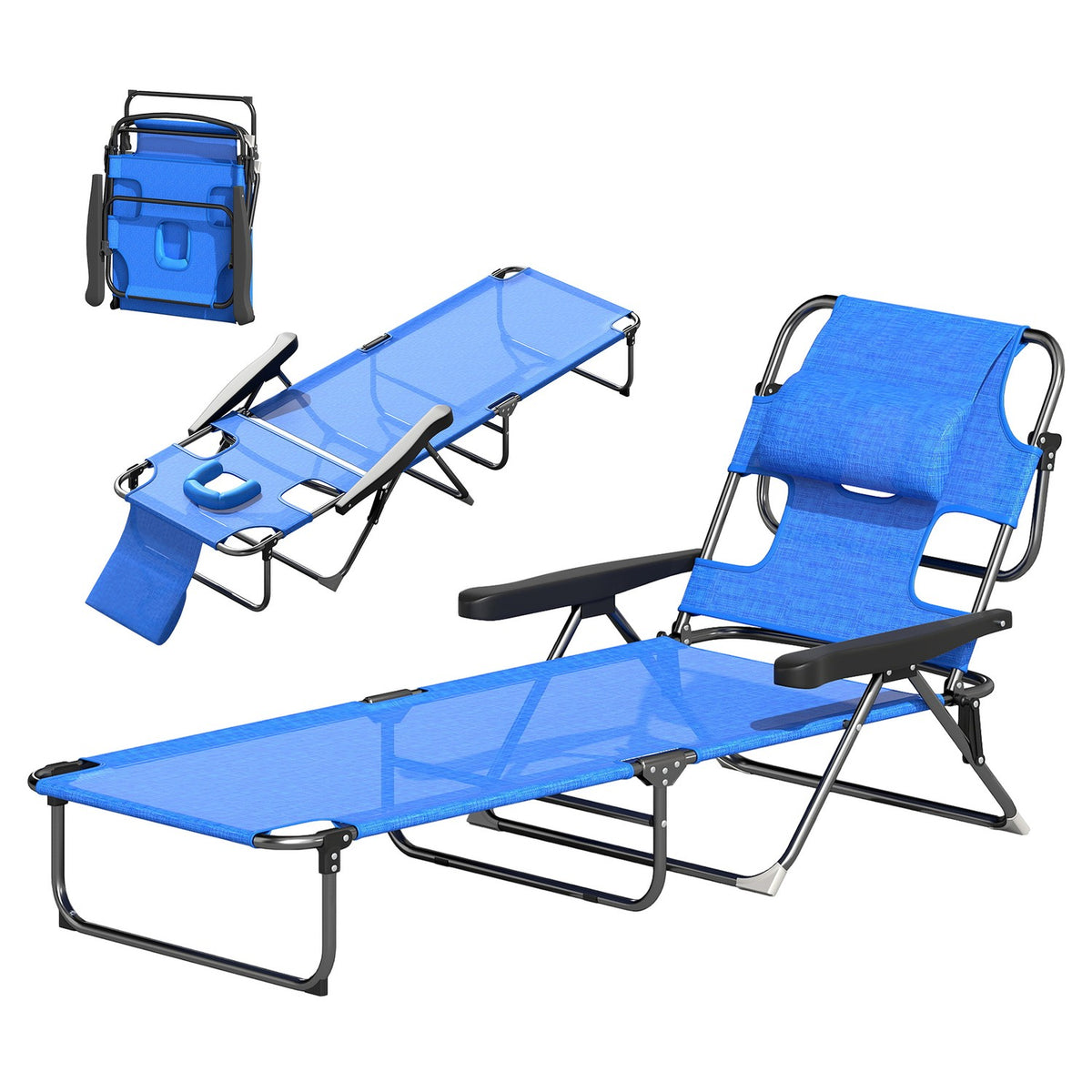 Folding Garden Sun Lounger, Weatherproof, 194x72x31 cm
