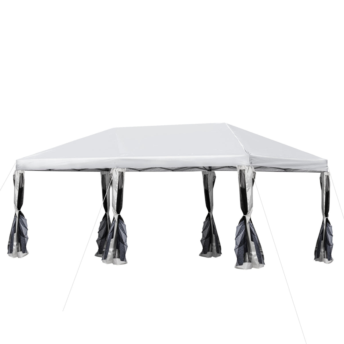 Folding Gazebo Garden Gazebo Pop-Up Gazebo Steel + Oxford + Mesh With Bag Outdoor Cream White 5.9 X 2.95 X 2.5 M