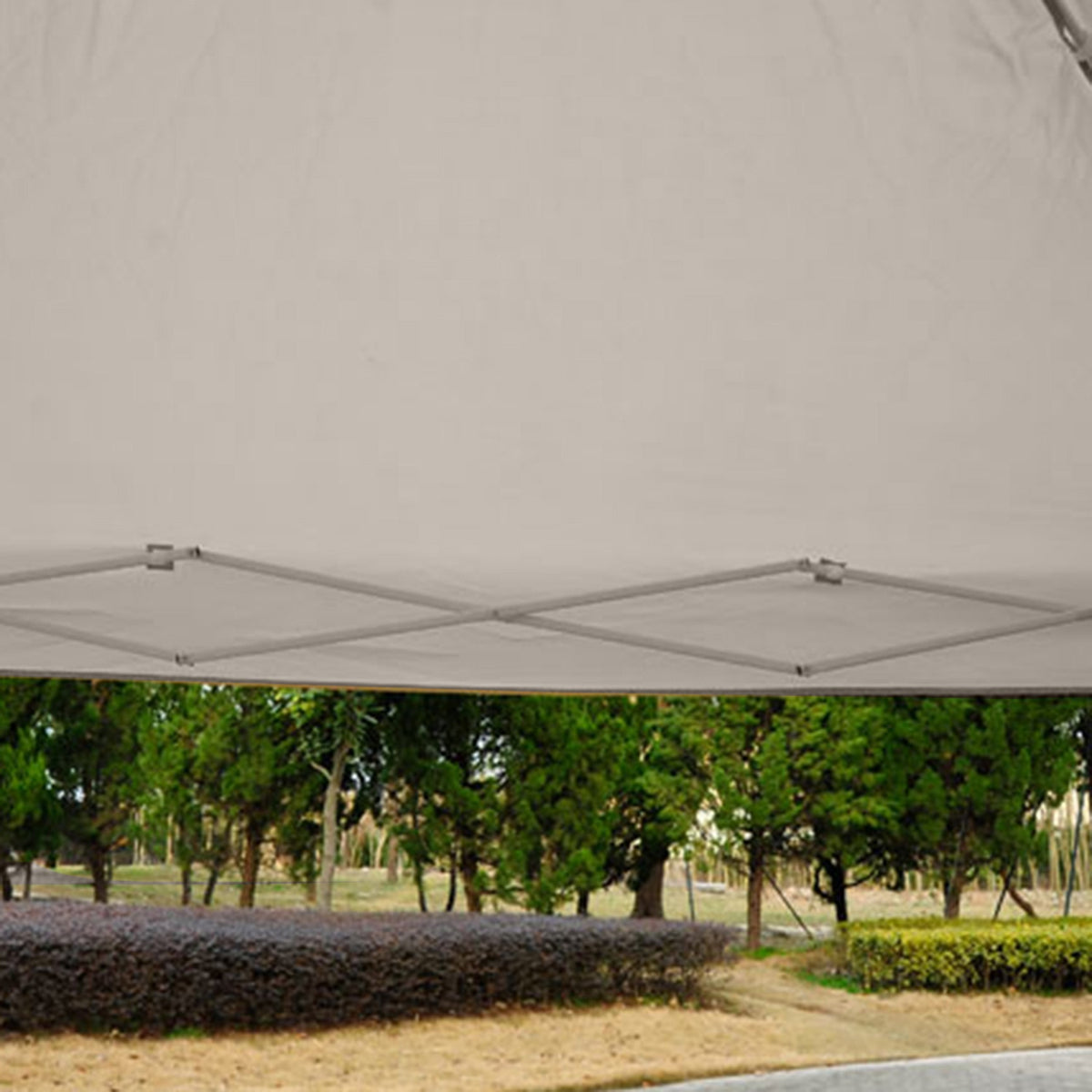 Folding Gazebo Gazebo Folding Tent With Side Walls & Carry Bag, Steel + Oxford, Beige, 3X3X2.55M