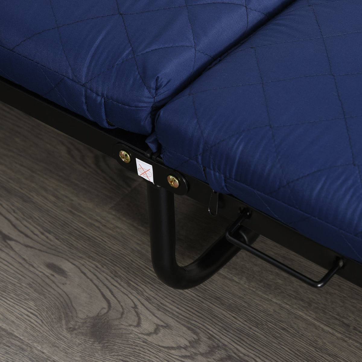 Folding Guest Bed 2-in-1 Adjustable Headboard Height Wheels Steel Foam Blue 184x65x26cm