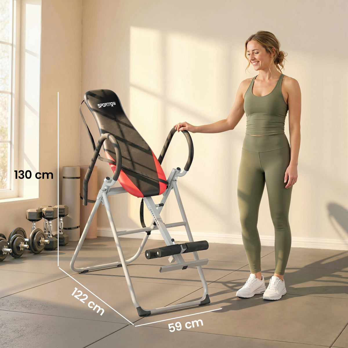 Folding Inversion Table, Adjustable Ankle Lock, Steel Frame
