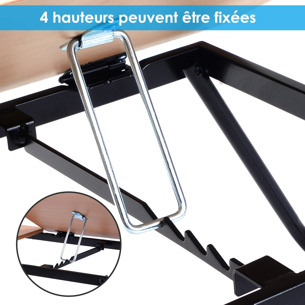 Folding Laptop Desk With Tilting Top, 4-Angle, Black