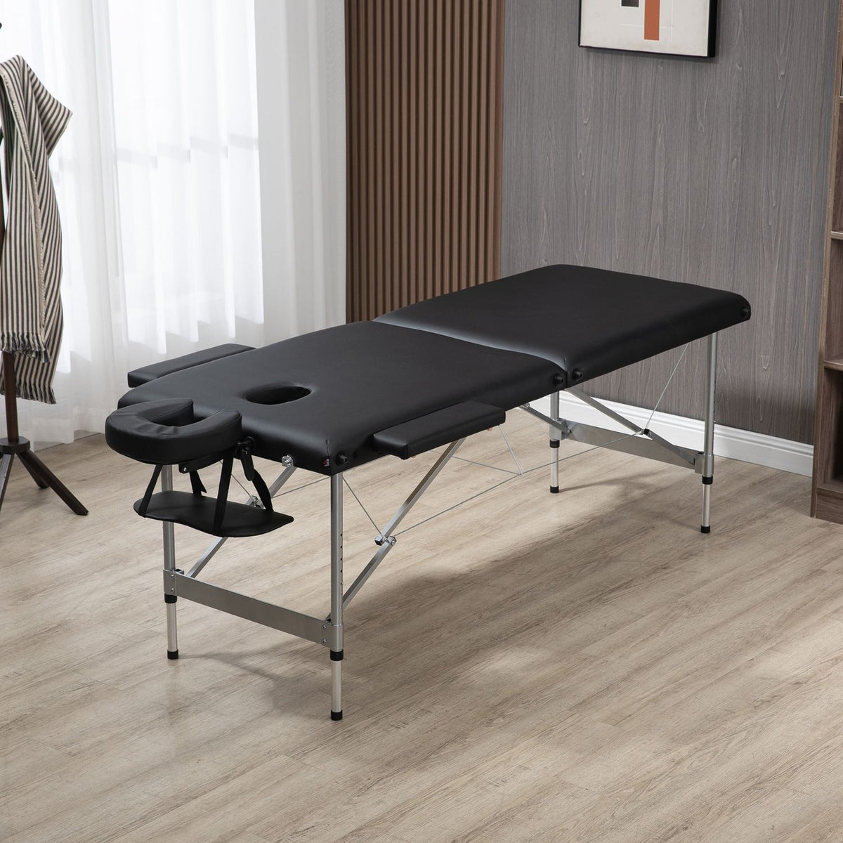 Folding Massage Table, Professional 7-Zone Massage Table, Height Adjustable, Loads Up To 130Kg, Ideal For Spa & Salon, Black