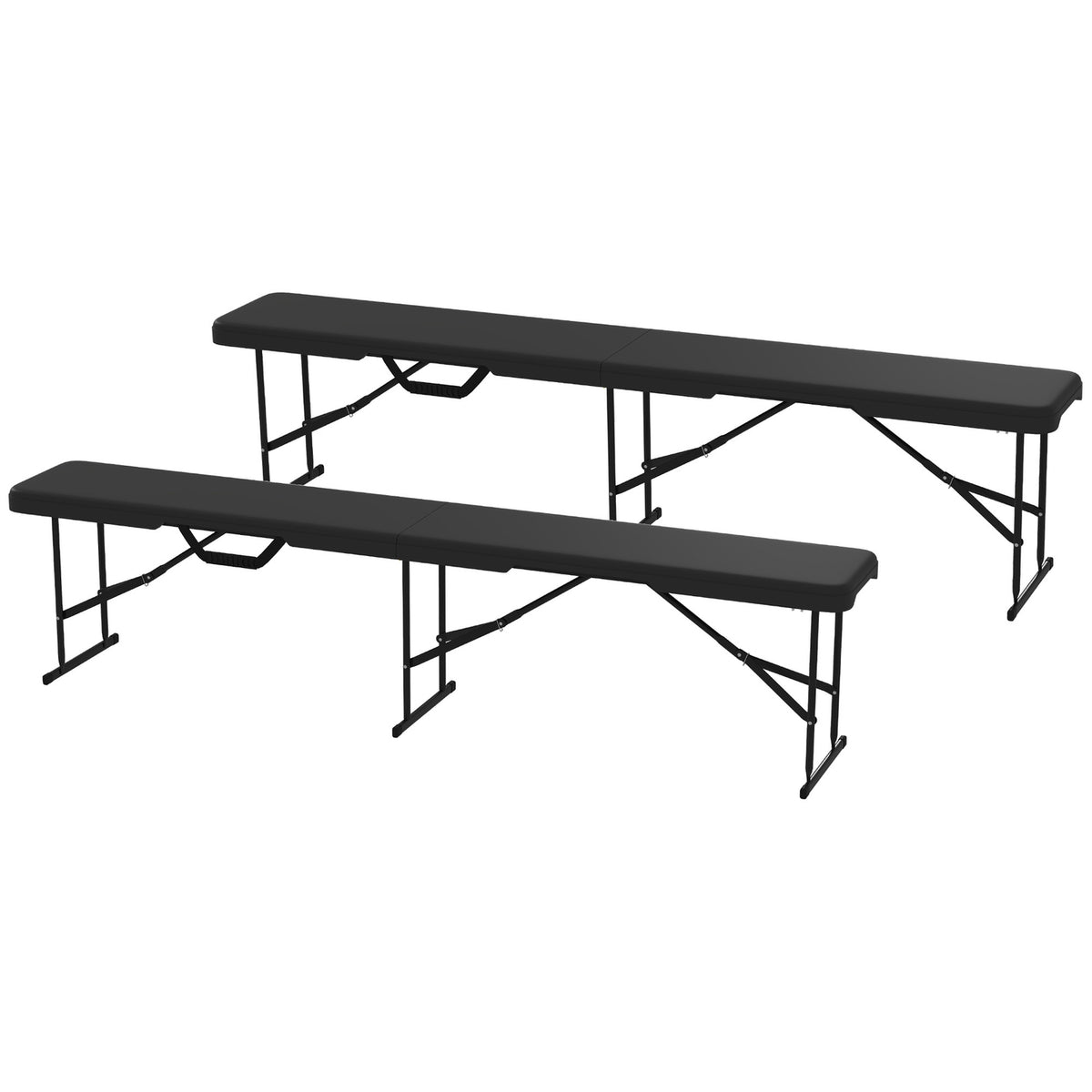 Folding Outdoor Bench, HDPE, 240 kg Capacity, Black