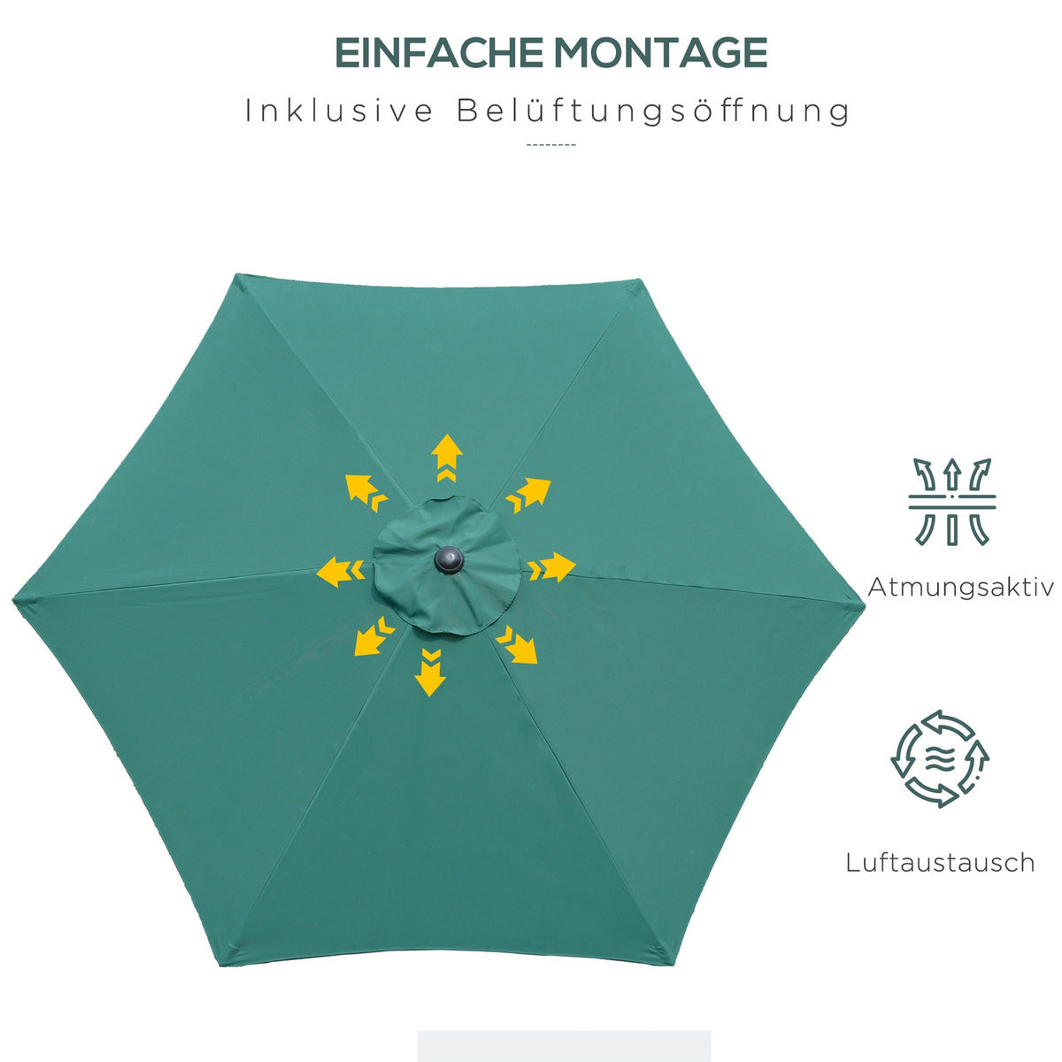 Folding Parasol Garden Umbrella Market Umbrella With Hand Crank Aluminum 180/㎡ Polyester Dark Green ∅2.7 X 2.35 M