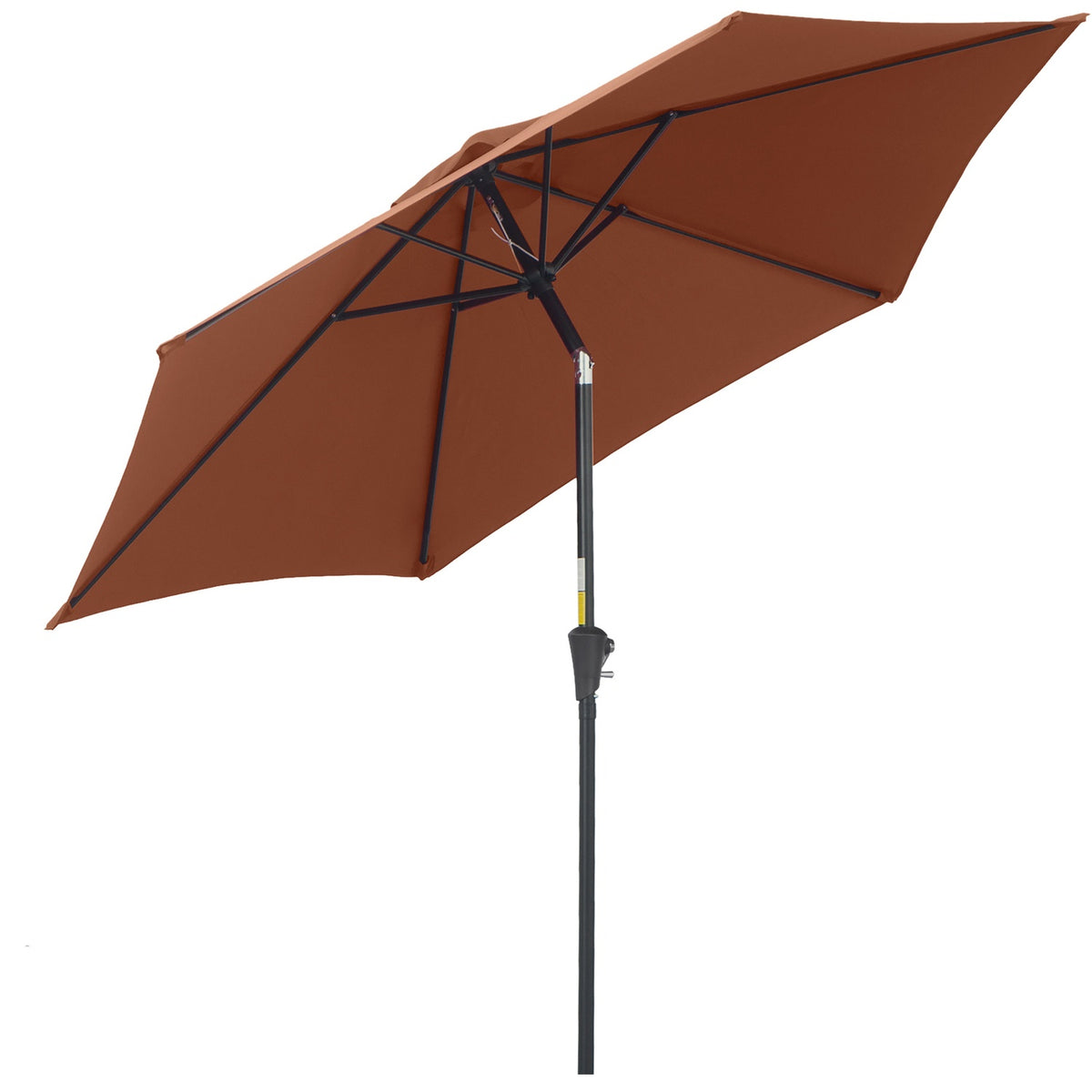Folding Parasol With Hand Crank, Aluminum, 180/㎡ Polyester, Brown, ∅2.7 X 2.35 M