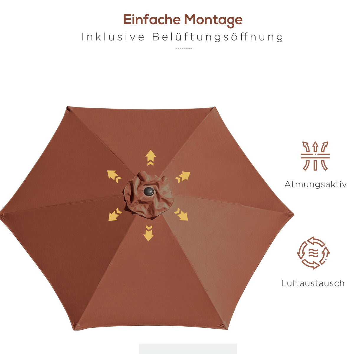 Folding Parasol With Hand Crank, Aluminum, 180/㎡ Polyester, Brown, ∅2.7 X 2.35 M