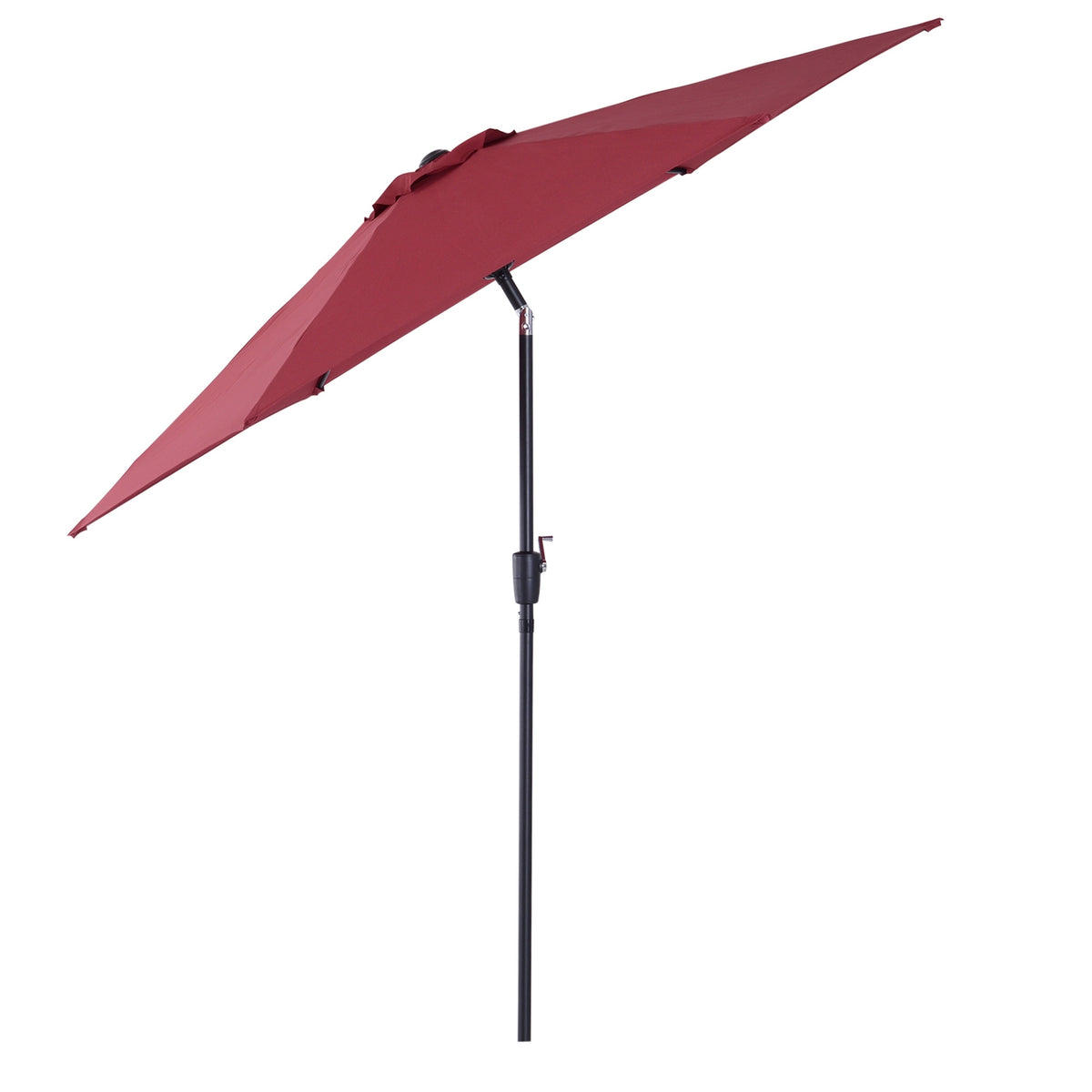 Folding Parasol With Hand Crank, Aluminum, 180/㎡ Polyester, Red, ∅2.7 X 2.35 M