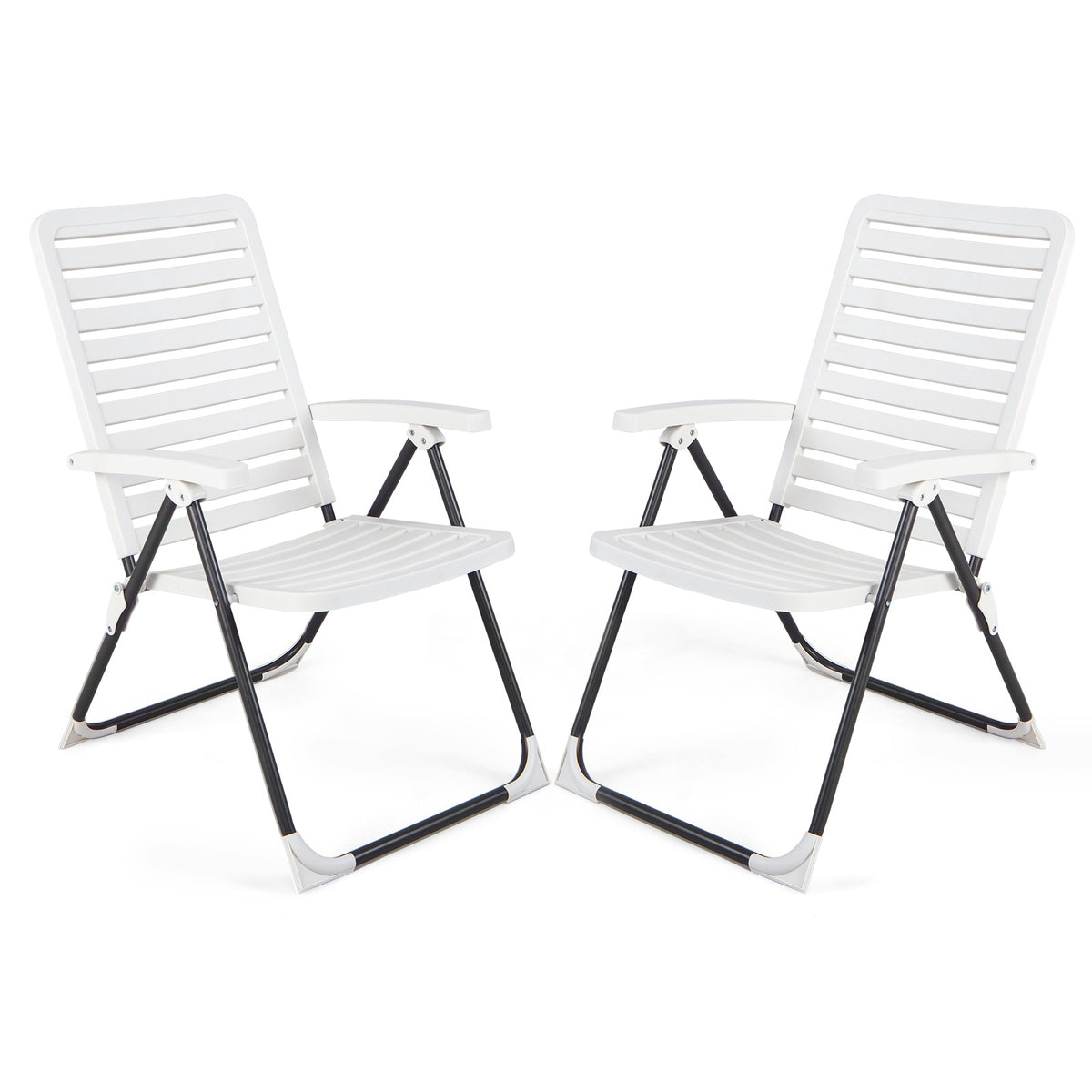 Folding Patio Chaise Loungers, 2-Pack, 7-Position Backrest