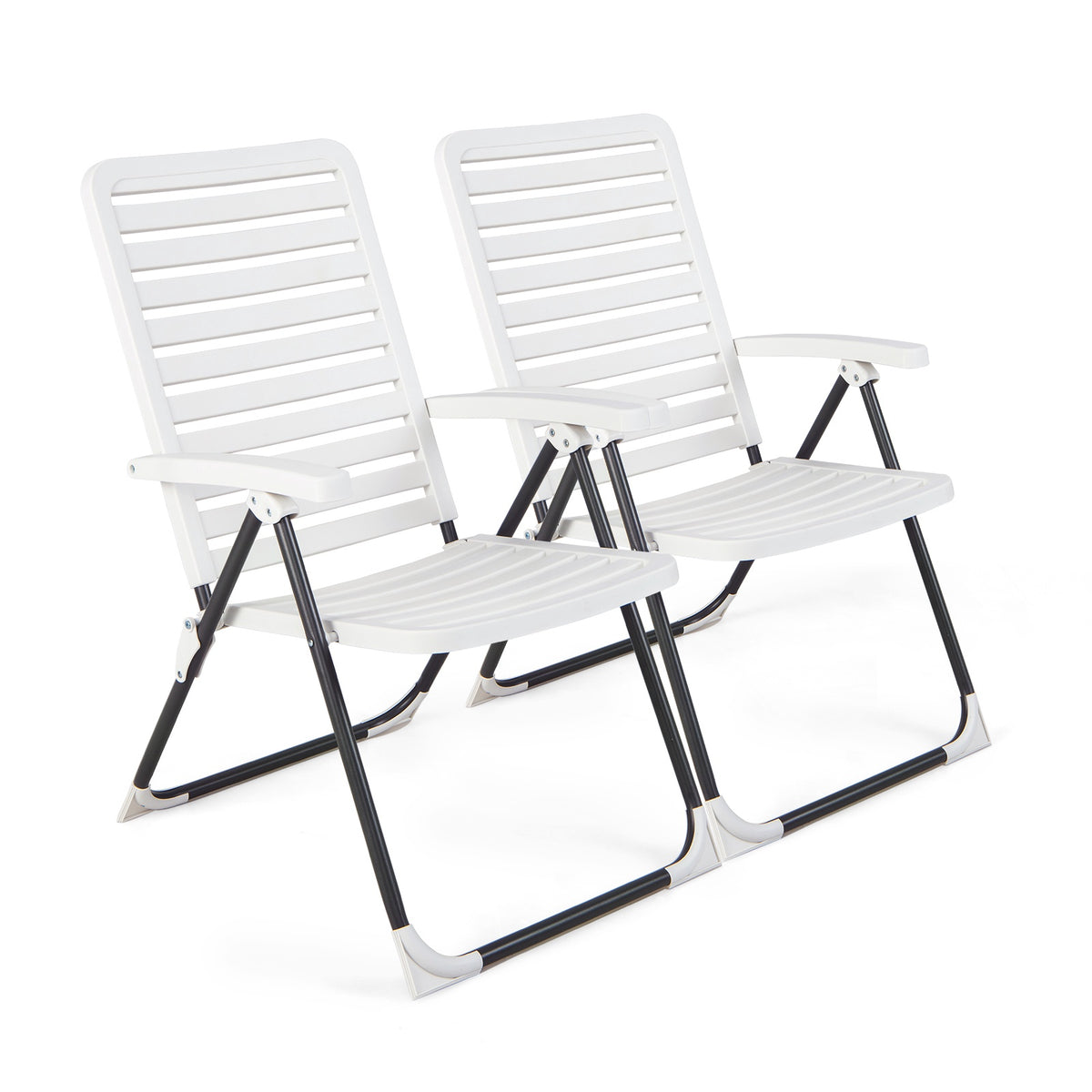 Folding Patio Chaise Loungers, 2-Pack, 7-Position Backrest