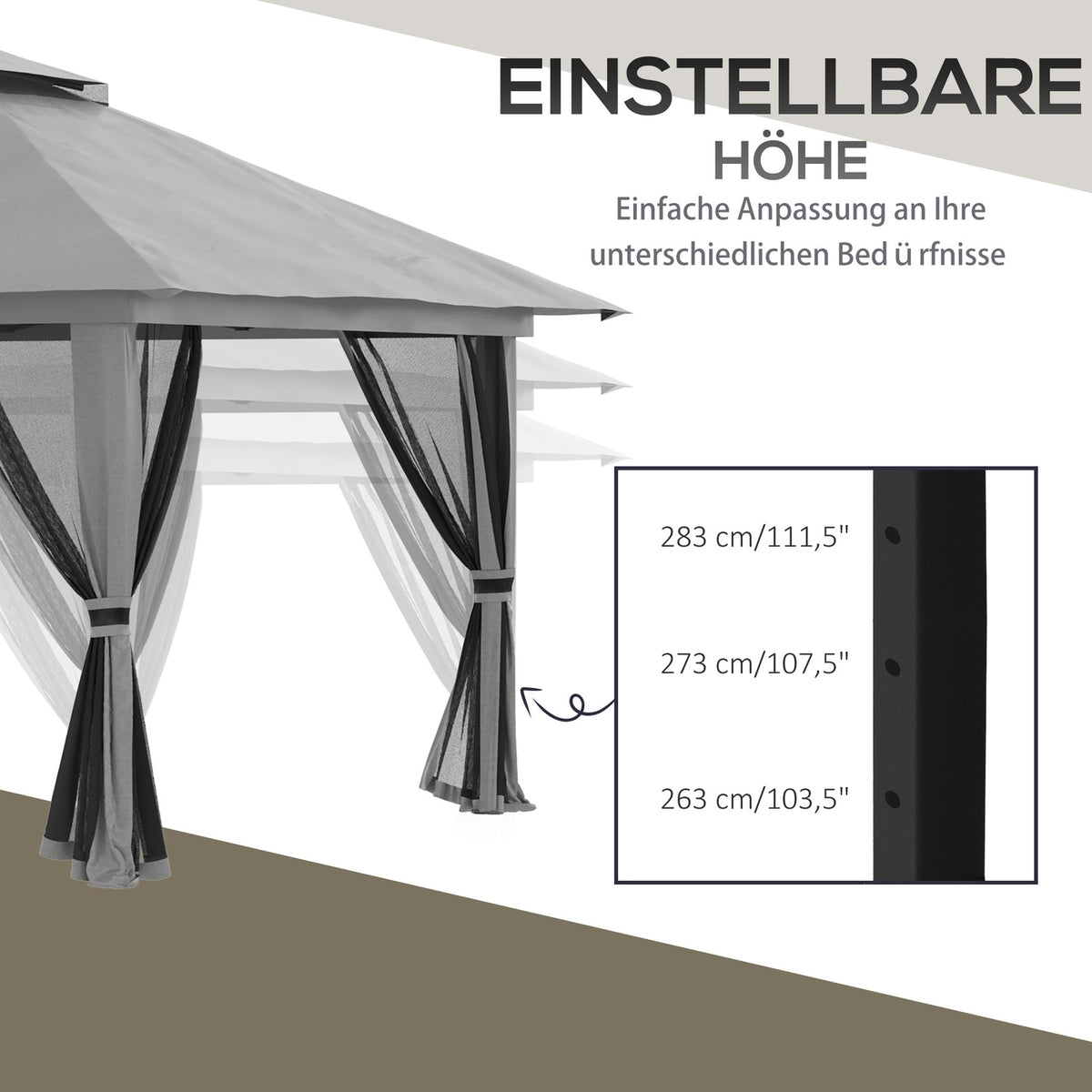 Folding Pavilion 4X4M Pop-Up Garden Pavilion With Uv Protection And Mesh Walls, Double Roof, Dark Gray