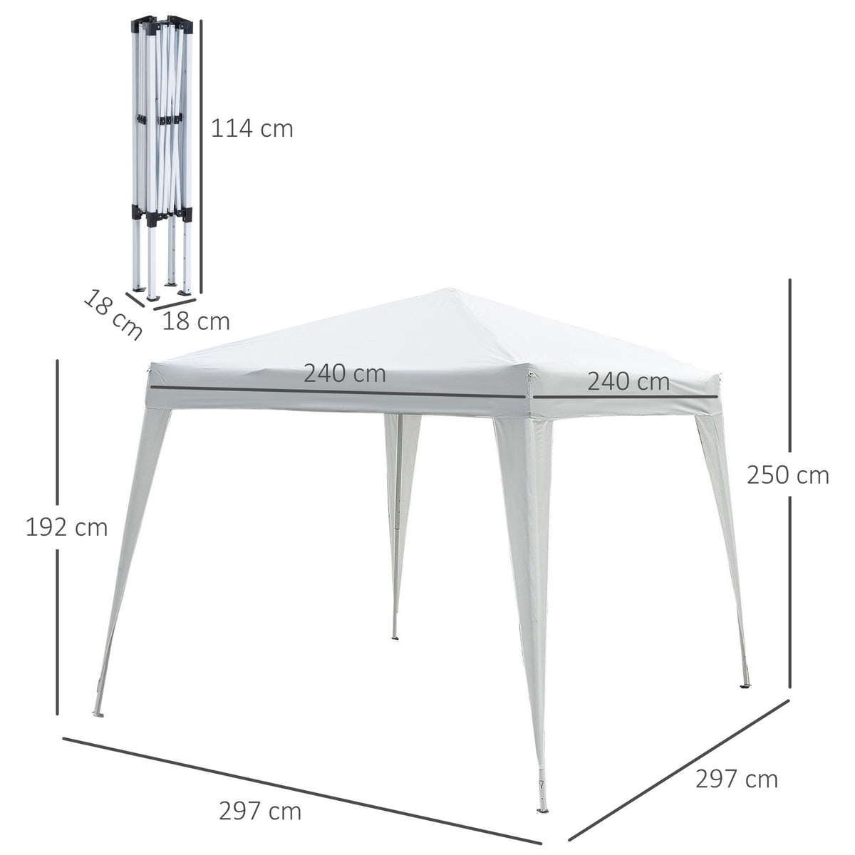 Folding Pavilion Pavilion Folding Tent Party Tent Incl. Carrying Bag 2.4X2.4M Steel White