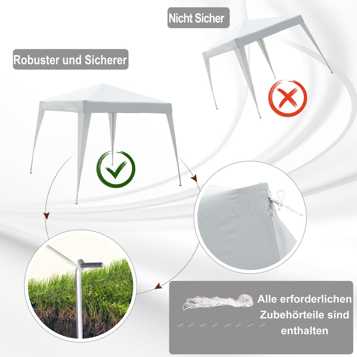 Folding Pavilion Pavilion Folding Tent Party Tent Incl. Carrying Bag 2.4X2.4M Steel White