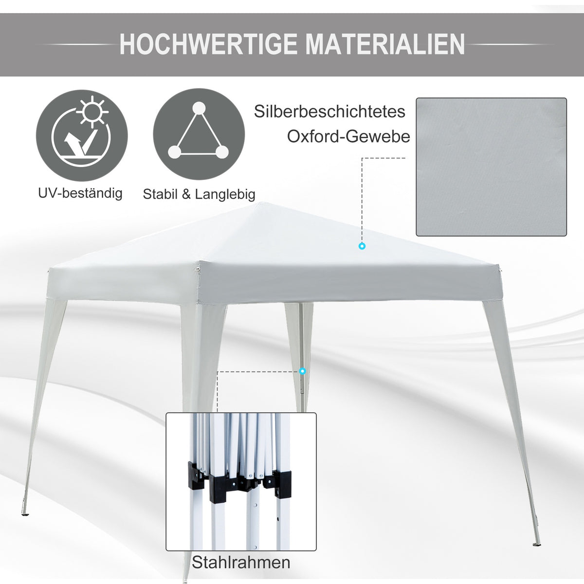 Folding Pavilion Pavilion Folding Tent Party Tent Incl. Carrying Bag 2.4X2.4M Steel White