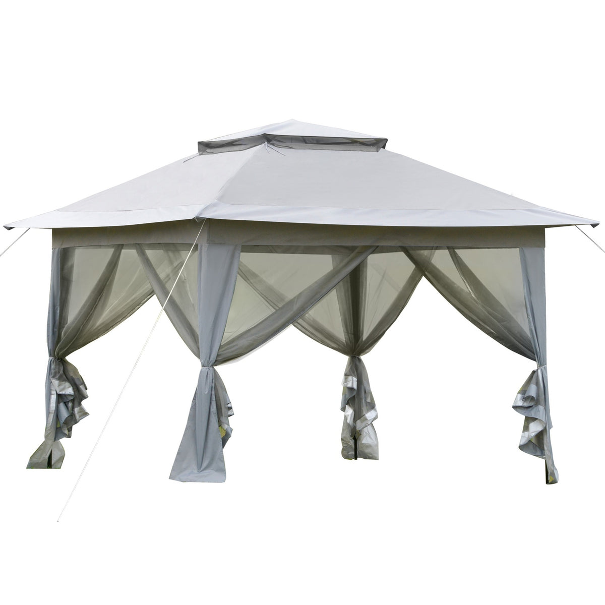 Folding Pavilion Pop-Up Tent Garden Pavilion Incl. Roll Bag Steel+Oxford+Mesh Gray 3.64X3.64X2.94M