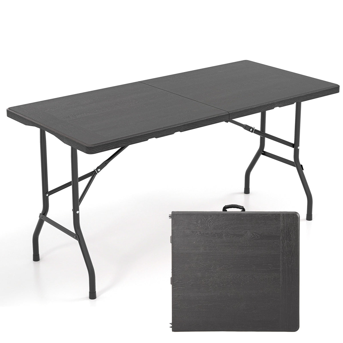 Folding Picnic Table, HDPE Wood Grain, 152x70cm