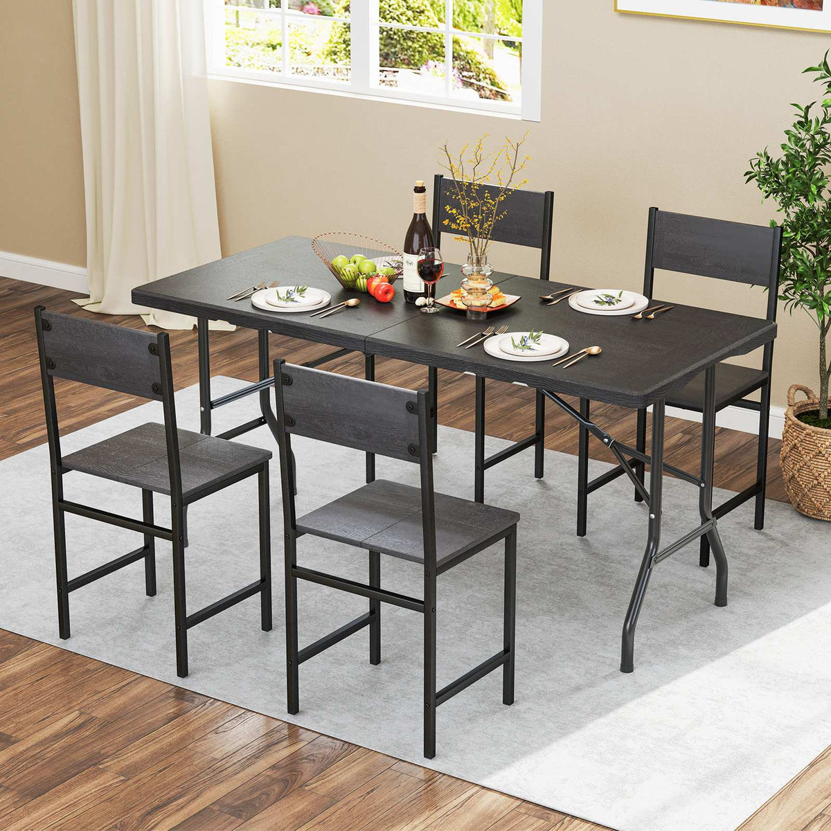 Folding Picnic Table, HDPE Wood Grain, 152x70cm