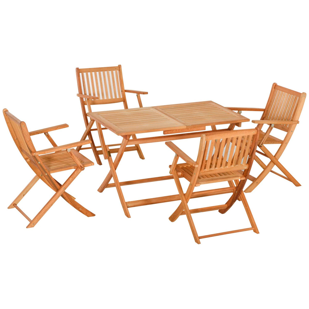 Folding Seating Group For 4 People Outdoor Seating Set Made Of Natural Poplar Wood