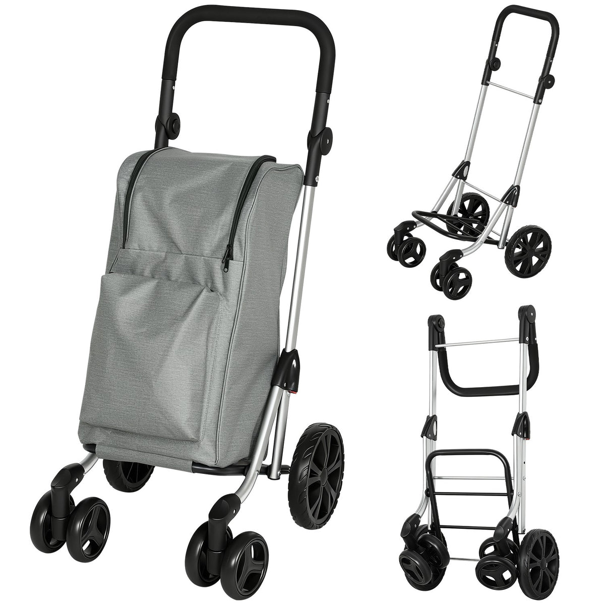 Folding Shopping Cart, 46L Bag, Cooler, Adjustable Handle