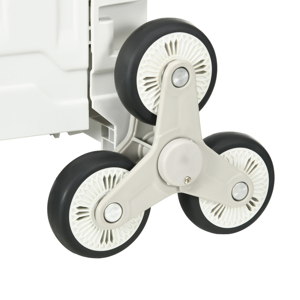 Folding Shopping Trolley, Adjustable Telescopic Handle, Stair Climber With Lid, Up To 80 Kg, White