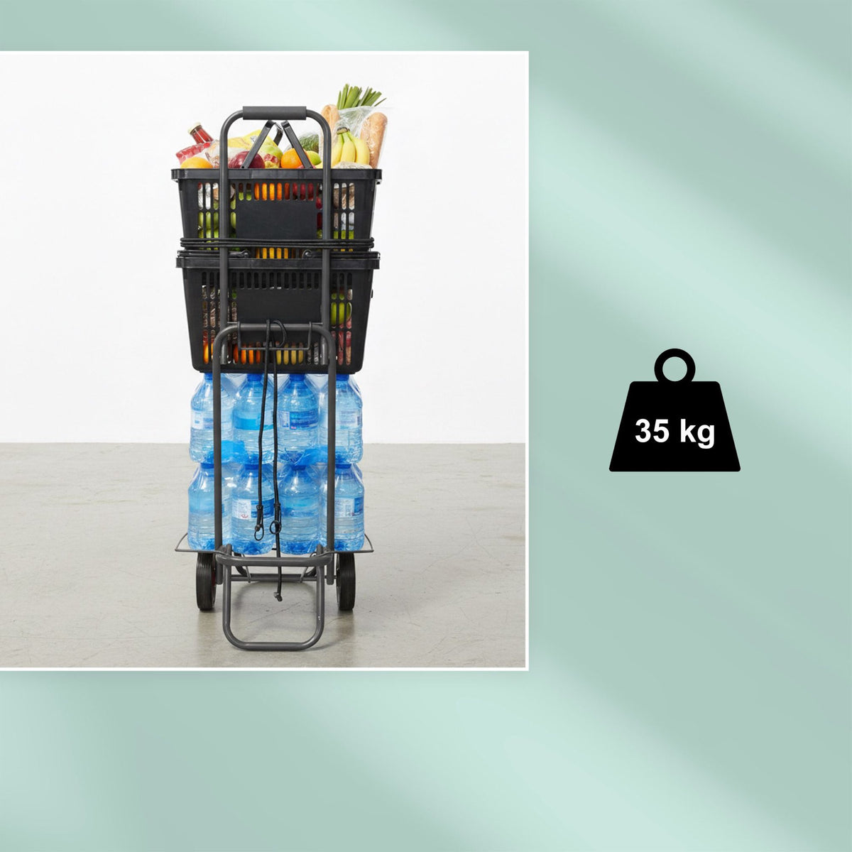 Folding Shopping Trolley with Bungee Cords, Steel Frame