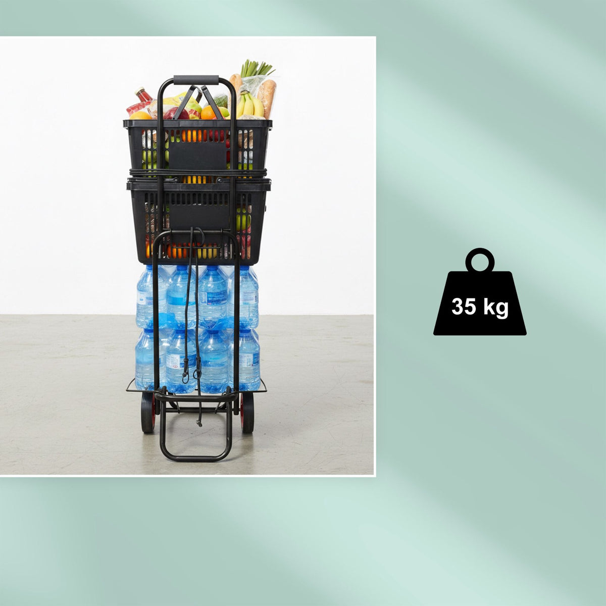 Folding Shopping Trolley with Bungee Cords, Steel Frame