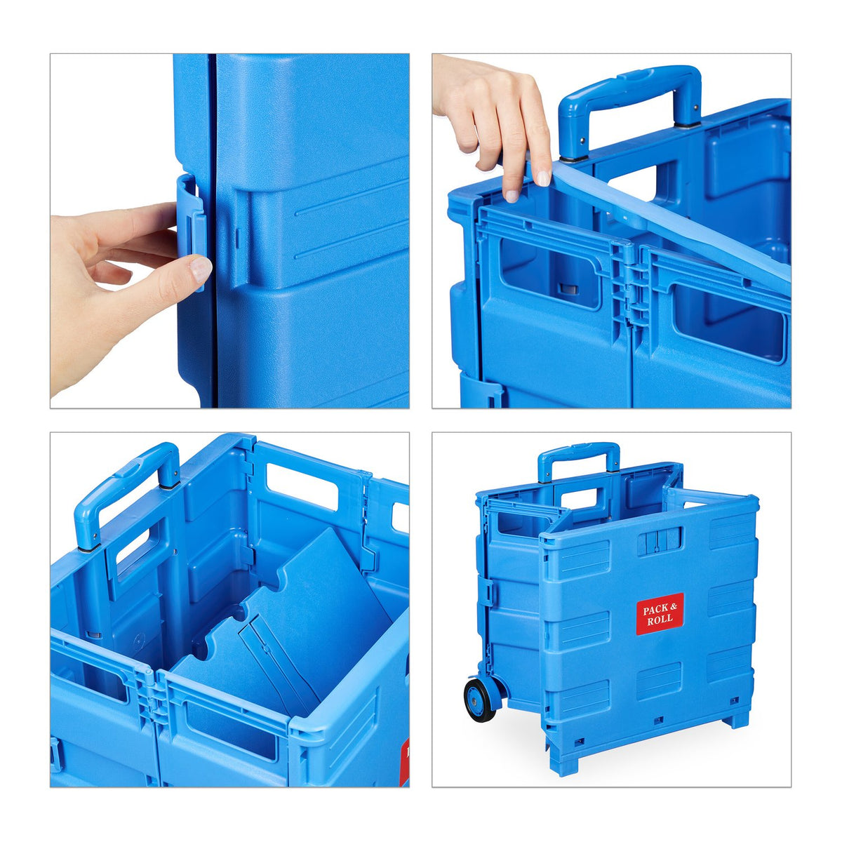Folding Shopping Trolley with Telescopic Handle, 35kg Capacity