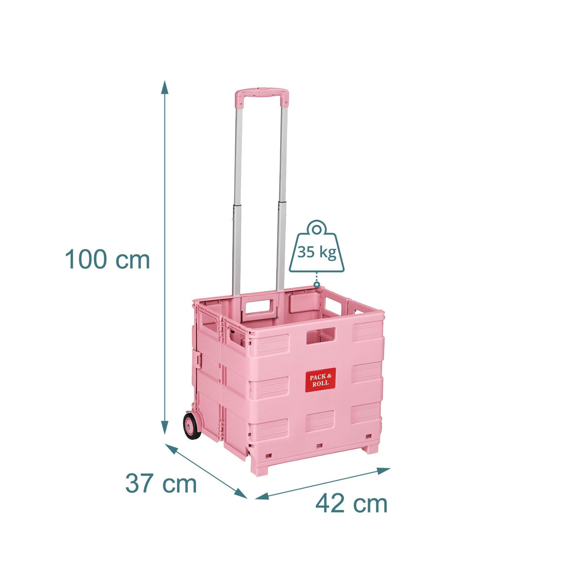 Folding Shopping Trolley with Telescopic Handle, 35kg Capacity