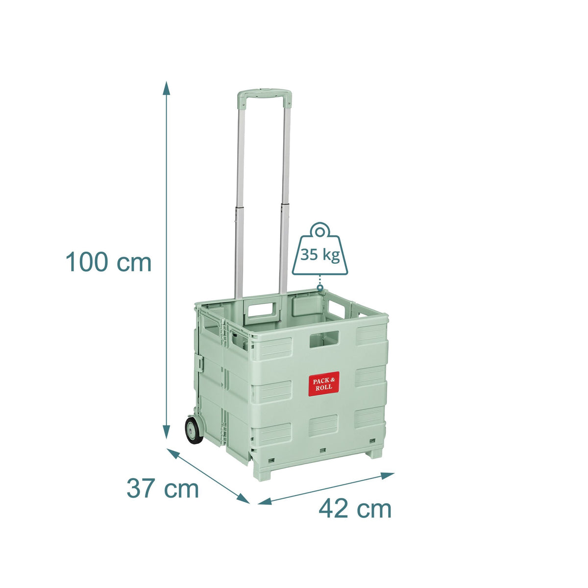 Folding Shopping Trolley with Telescopic Handle, 35kg Capacity
