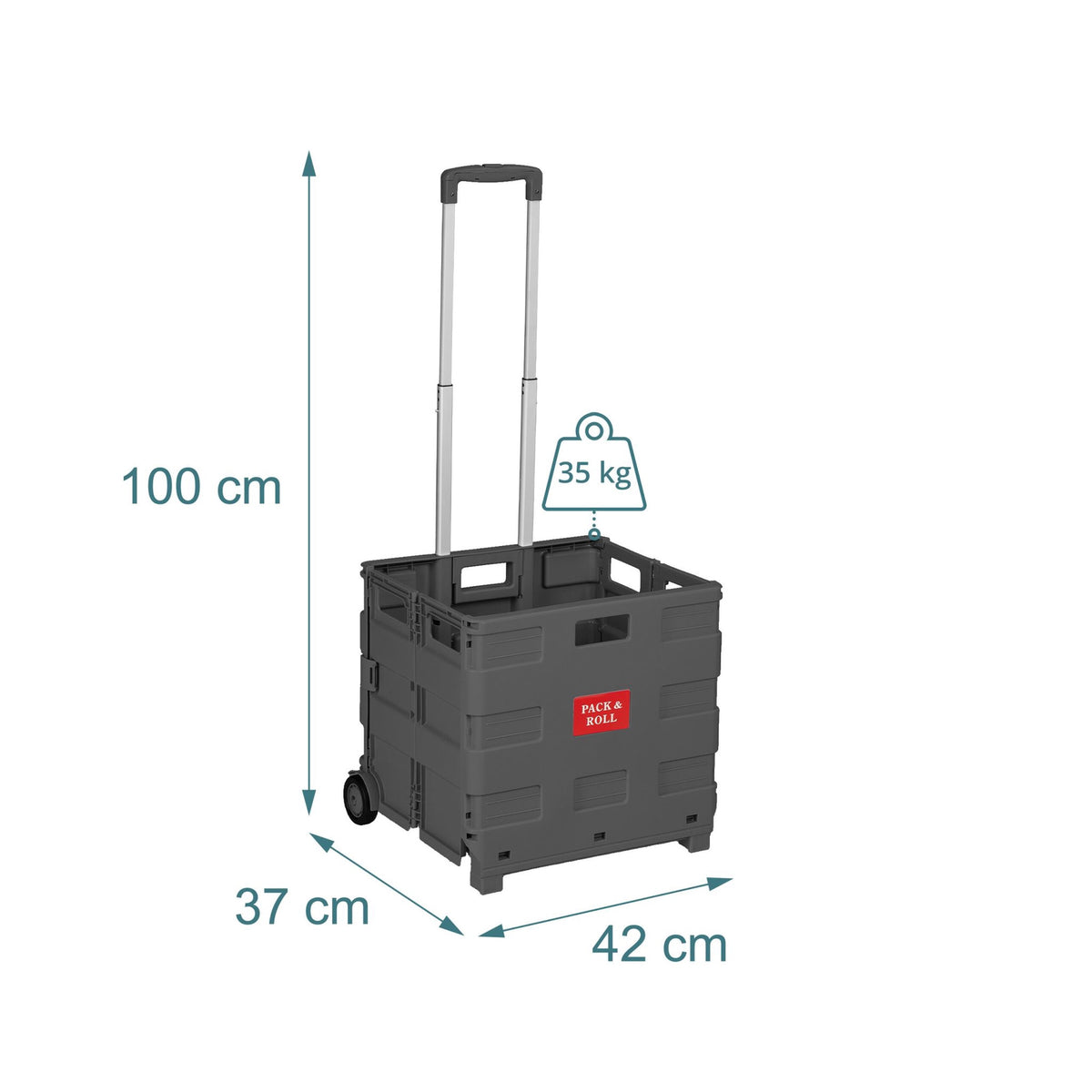Folding Shopping Trolley with Telescopic Handle, Anthracite