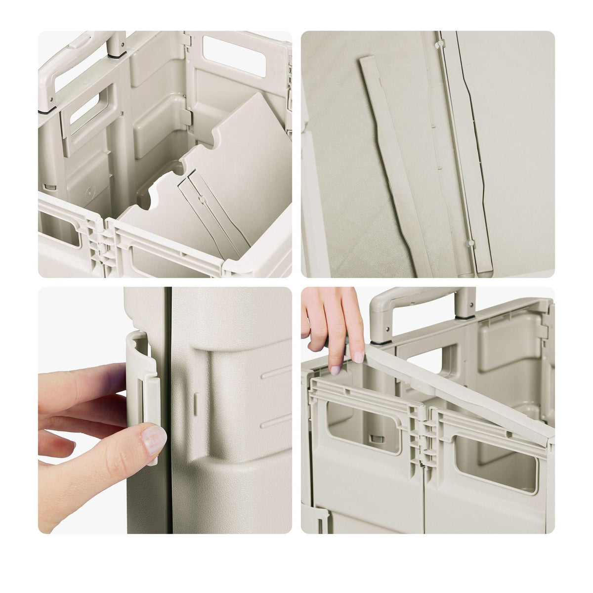 Folding Shopping Trolley with Telescopic Handle, Beige
