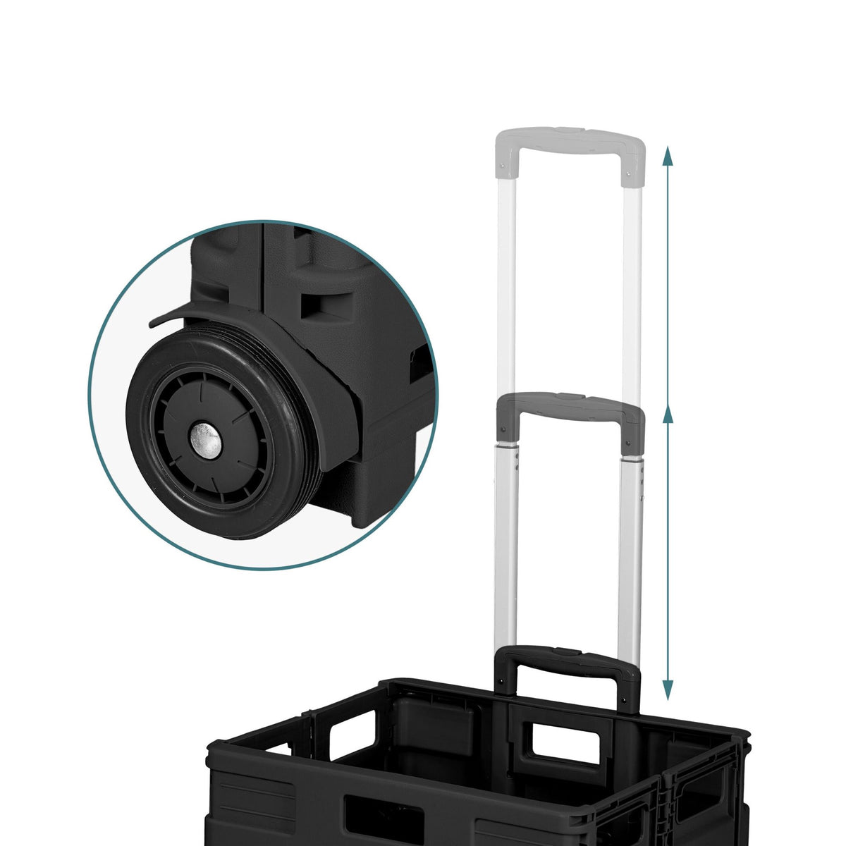 Folding Shopping Trolley with Telescopic Handle, Black