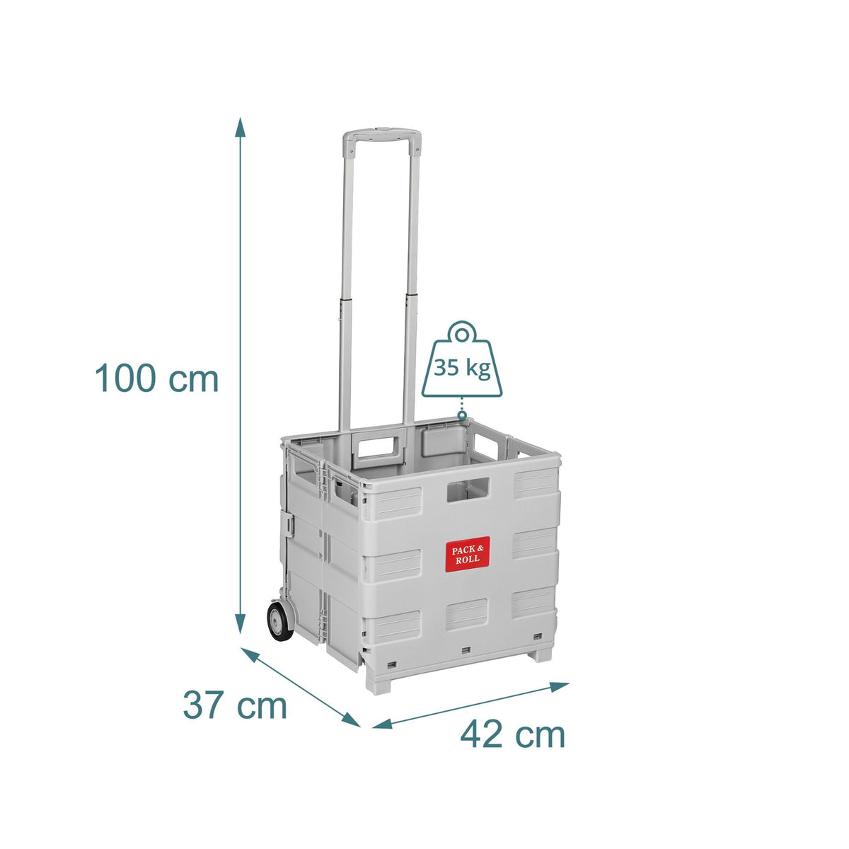 Folding Shopping Trolley with Telescopic Handle, Light Grey