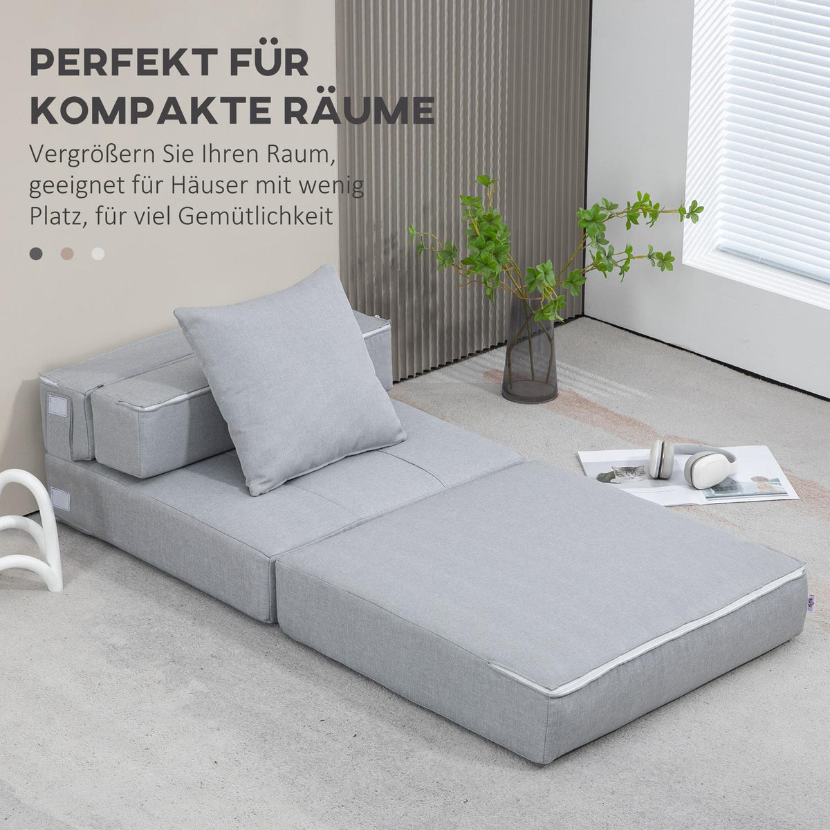 Folding Sleeping Chair, Sofa Bed, 2-In-1 Folding Chair With Bed Function, Relaxation Chair With Pillows, Guest Bed For Living Room, Bedroom, Load Capacity Up To 100 Kg, Light Gray