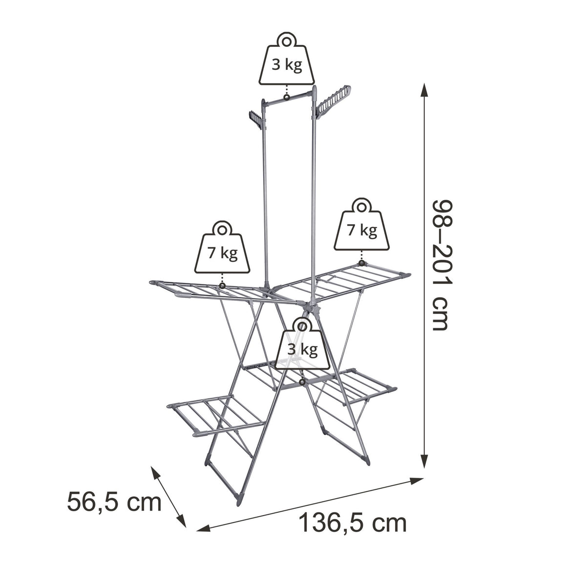 Folding Stainless Steel Clothes Drying Rack with Rail