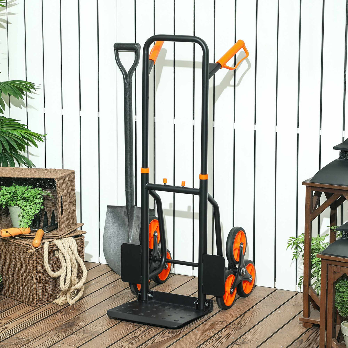 Folding Stair Climbing Hand Truck, Steel Frame, 120kg Capacity