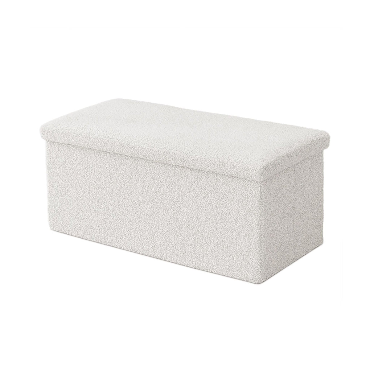 Folding Storage Bench, Teddy Fabric, Seats 2